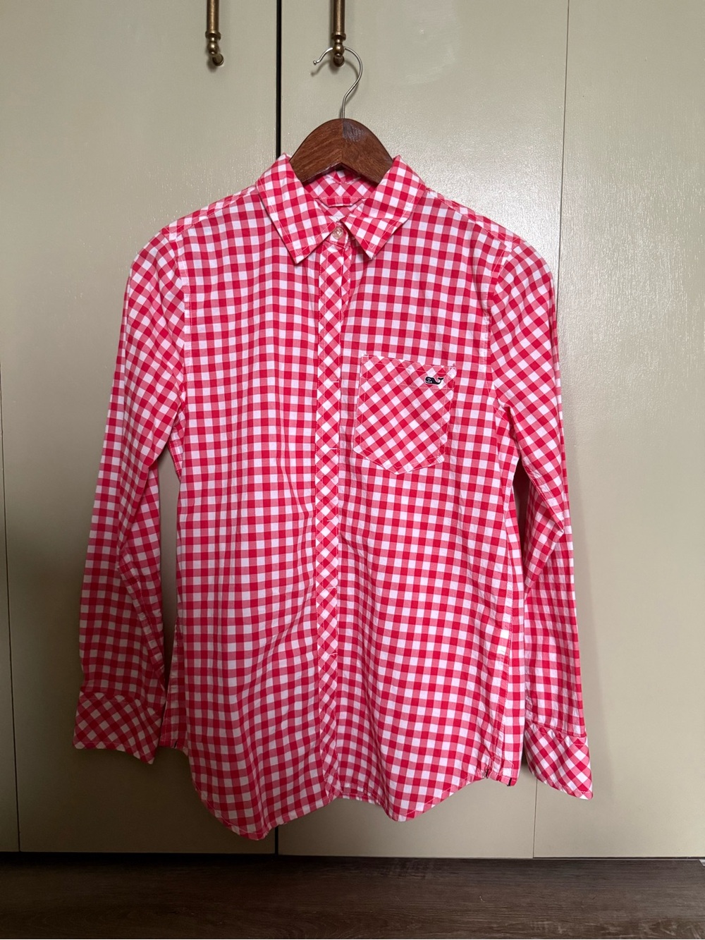 Vineyard Vines Red Gingham Button Down Shirt Size 0 NWOT